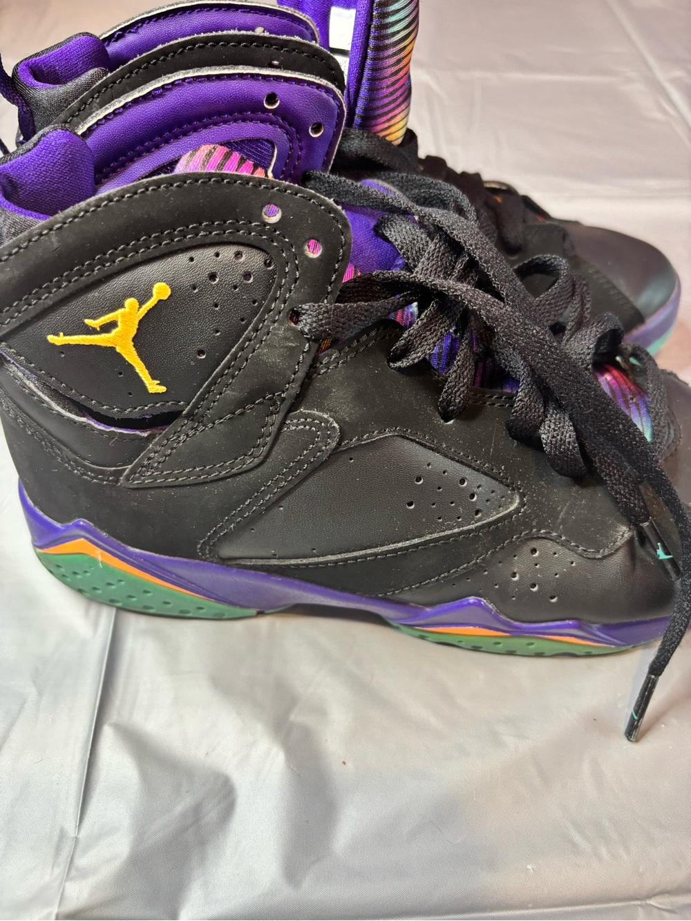 Air Jordan 7 Retro Lola Bunny GS Black Purple Sneakers Size 5Y 705417-029